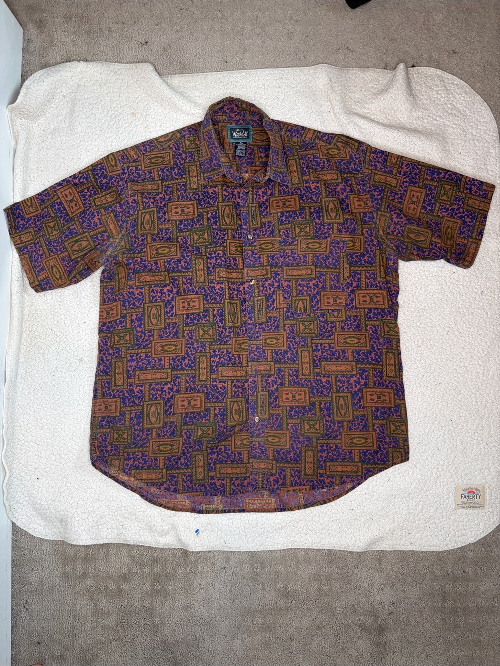 Vintage Woolrich Multicolor Southwestern Short Sleeve Button Up Shirt: Size XL